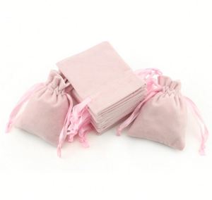 Bolsa con Cordón Personalizada al por Mayor, Bolsa de Joyería de Terciopelo Rosa Suave con Logotipo, Embalaje Textil Colorido al por Mayor - Product Image 4