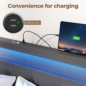 Cadre de <span class=keywords><strong>lit</strong></span> pleine grandeur à vente chaude avec lumières LED et ports USB <span class=keywords><strong>Lit</strong></span> rembourré avec tête de <span class=keywords><strong>lit</strong></span> réglable et tiroirs de rangement - Product Image 5