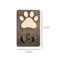 Porte-clés mural en bois en forme de patte de chien, support de laisse pour animaux de compagnie, porte-clés en bois gravé sur mesure pour l'entrée, décoration de la maison