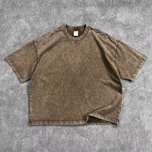 Vente en gros de produits de haute qualité Streetwear Vintage impression surdimensionnée plaine Boxy t-shirt recadrée goutte hommes T-shirts - Product Image 2