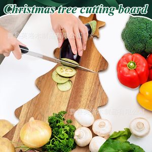 Wooden <b>Christmas</b> Tree Cutting Board Solid Wood Multifunction Fruit And Bread Tray For Holiday Decoration - Product Image 4