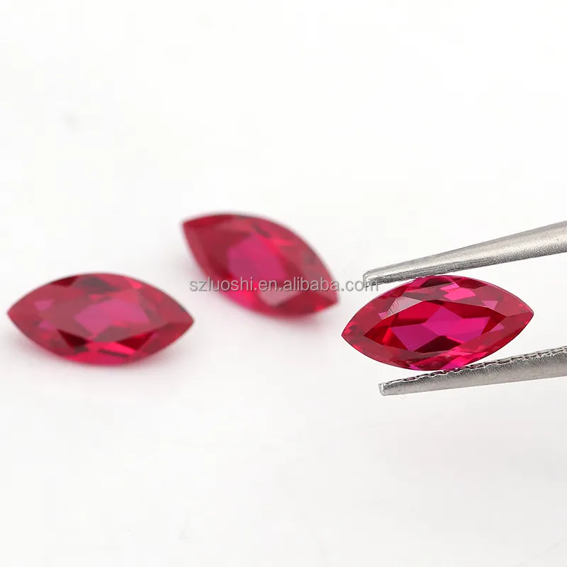 Beautiful Gems Luxury Customized Lab Grown Gemstones Precious Created Marquise Cut Synthetic Ruby Stone for Fine Jewelry Making