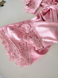 Nuovo arrivo di moda <span class=keywords><strong>Sexy</strong></span> abito di raso in pizzo sposa e damigella d'onore abito da notte in pizzo da donna accappatoi Kimono in raso <span class=keywords><strong>Sexy</strong></span> pigiama - Product Image 6