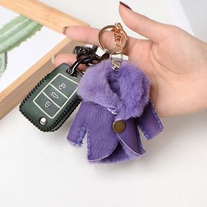 Cute Mini Coat <b>Keychains</b> Assorted Colors Faux Fur <b>Leather</b> Bag Charms Fashion Accessories for Gifts - Product Image 4