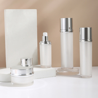 Botol Pompa Vakum Kosmetik Mewah Isi Ulang Akrilik Baru Perak 100ml 50ml 30ml 15ml 50g 30g untuk Serum dan Lotion