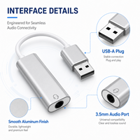 Adaptateur universel USB vers prise jack 3,5 mm, son haute fidélité, carte son externe pour casque, microphone, MacBook, Windows, Linux