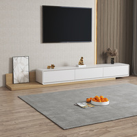 Meuble TV en bois massif de haute qualité pour salon avec éclairage LED, meuble TV et table basse