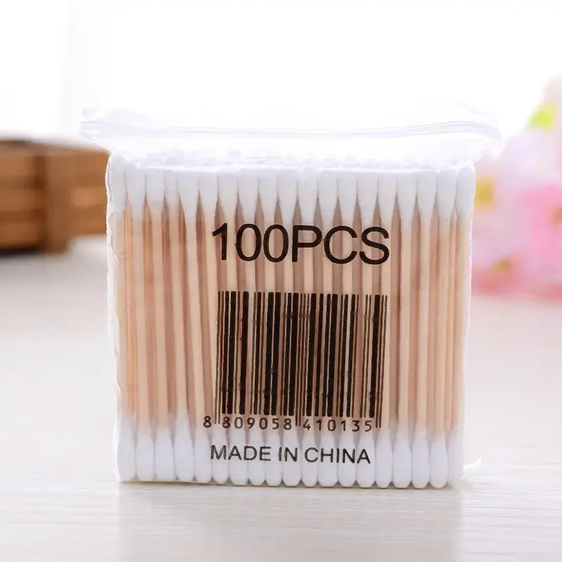 100PCS/Lot Makeup Cotton Swabs Double Head cotton buds Micro Wood Brushes Eyelash Extension Glue Removing Tools cotton swab