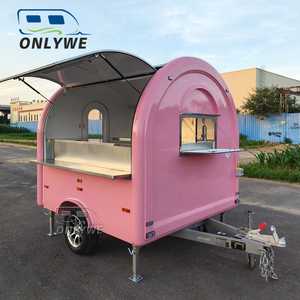 ONLYWE Remorque <span class=keywords><strong>de</strong></span> restauration rose personnalisée, camion <span class=keywords><strong>de</strong></span> restauration, remorque <span class=keywords><strong>de</strong></span> concession à essieu unique avec fenêtre <span class=keywords><strong>de</strong></span> service pour glaces, café et snacks - Product Image 5