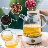 Verre résistant au froid et à la chaleur avec poignée en bambou transparente 1000ml 1800ml pour thé aux fruits, thé aux herbes, eau glacée, pichet à eau en verre