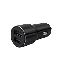 Pengisi daya mobil bahan logam dua port USB kualitas terbaik 5V 3,1 A untuk ponsel Logo kustom pengisian daya mobil cepat 15W