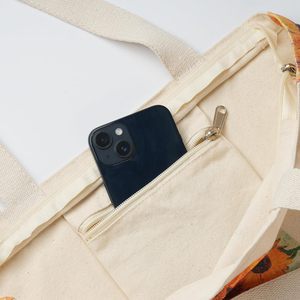 Sacs en toile de coton écologiques de luxe, sacs de shopping personnalisés avec impression de lettres, sacs fourre-tout en toile pour femmes avec logo personnalisé imprimé - Product Image 3