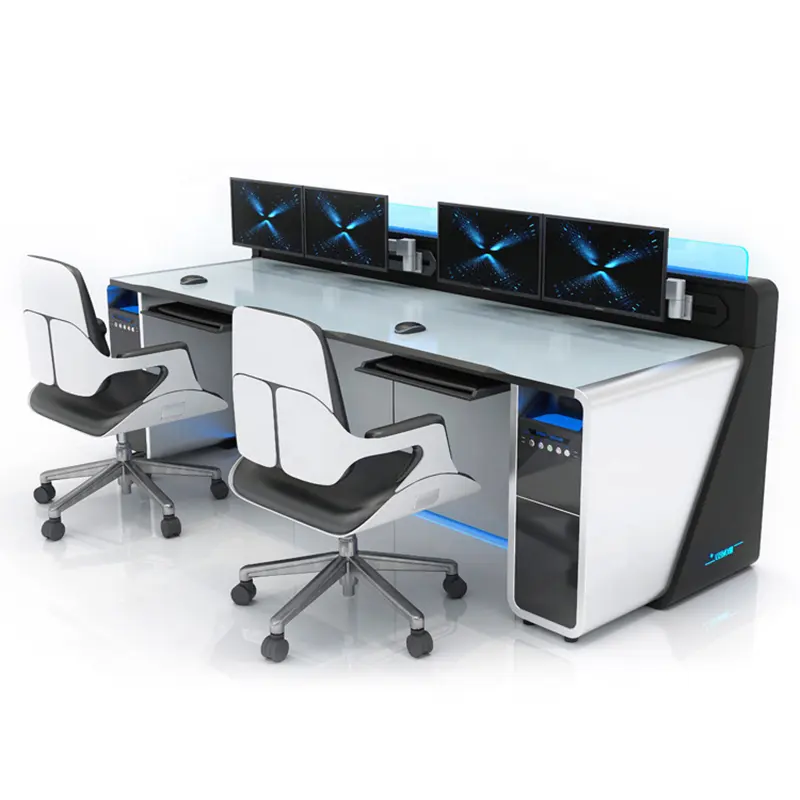 Mesa de controle de segurança LED de alta qualidade para monitor central de comando, estação de trabalho personalizada para uso em escritório e sala de controle