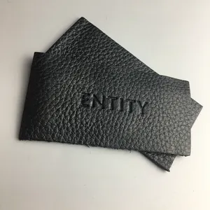 Custom real/genuine debossed/Embossed black/brown leather label embossed black logo leather patch tags for jeans/clothes