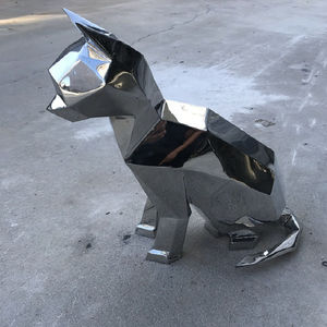 Sculpture de chat en métal poli miroir, Sculpture de chat en acier inoxydable - Product Image 2