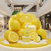 Statue géante en fibre de verre en forme de citron, décoration créative surdimensionnée pour centre commercial, accessoire de présentation en PRV pour magasin de cosmétiques et espace commercial