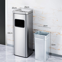 Poubelle sur pied haute capacité, élégante en acier inoxydable pour restaurant, centre commercial et immeuble de bureaux