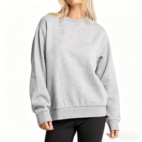 Sweat-shirt d'hiver personnalisé de haute qualité pour femme, col rond, uni, en mélange polyester-coton, doux, à manches longues, pour le fitness