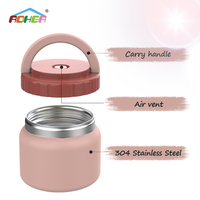 Aohea nouveau produit design moderne pot alimentaire thermo en acier inoxydable 304 et pot alimentaire isolé avec revêtement de conception de couleur mignonne