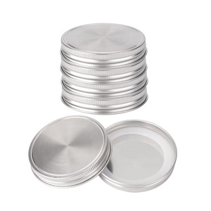 Gümüş 304 paslanmaz çelik cam turşu kavanozu kapak, 70mm vidalı kapak, silikon contalar ile cam turşu kavanozu depolama konserve kapak kapakları - Product Image 3