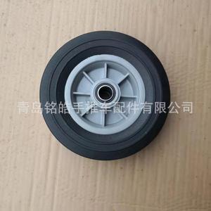 8 Inch Solid Rubber Caster Wheel With Ball Bearing <b>For</b> Handcart <b>Tool</b> <b>Cart</b> Industrial Use Gray Firm Tread 80kg Load Capacity - Product Image 1