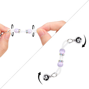 Rainy Night Double Bell Nipple Clamp <b>Silicone</b> Rotatable <b>Breast</b> Stimulation Adult Use - Product Image 5