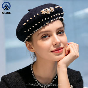 Béret en Laine Perlée de Haute Qualité avec Logo Personnalisé pour Artiste Peintre, Béret pour Femme, Borete De Boina - Product Image 1