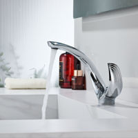 Robinet de lavabo de salle de bain en laiton chromé, finition personnalisée, monotrou, moderne, de luxe, avec cartouche céramique, à poser sur le comptoir, monocommande