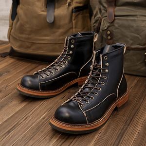 2025 New Model Ankle Waterproof Leather Winter Autumn Boots Laces Stylish Casual Men's Handcrafted High Quality Cowhide Boots - Product Image 5
