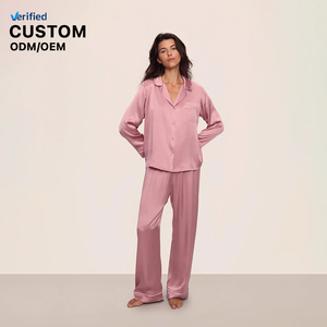 Joymay - Fabricantes de Pijamas de Satén Personalizados para Mujer, Tela Modal de Seda, Pijamas Femeninos Cómodos y de Lujo con Cuello Camisero, Conjunto de Ropa de Dormir para Mujer - Product Image 1