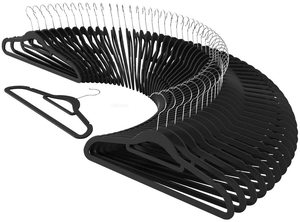 <span class=keywords><strong>Perchas</strong></span> <span class=keywords><strong>de</strong></span> <span class=keywords><strong>Terciopelo</strong></span> Negro Antideslizantes <span class=keywords><strong>de</strong></span> Una Sola Capa, Diseño Multifuncional Curvo y Delgado para Abrigos y Ropa - Product Image 2