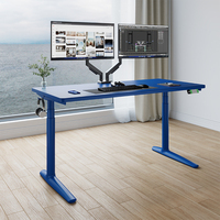 Escritorio Ergonómico Moderno Negro Multicolor, Escritorio Inteligente Duradero con Doble Motor y 3 Etapas, Escritorio Eléctrico de Madera con Altura Ajustable