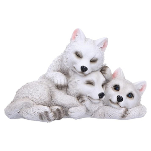 WeiVista resina bianco lupo famiglia scultura per giardino decorazione animale o fornitore di Display per la casa all'aperto - Product Image 1