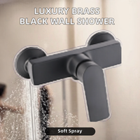 Mitigeur de douche mural contemporain en laiton noir à poignée unique avec jet doux et cartouche céramique
