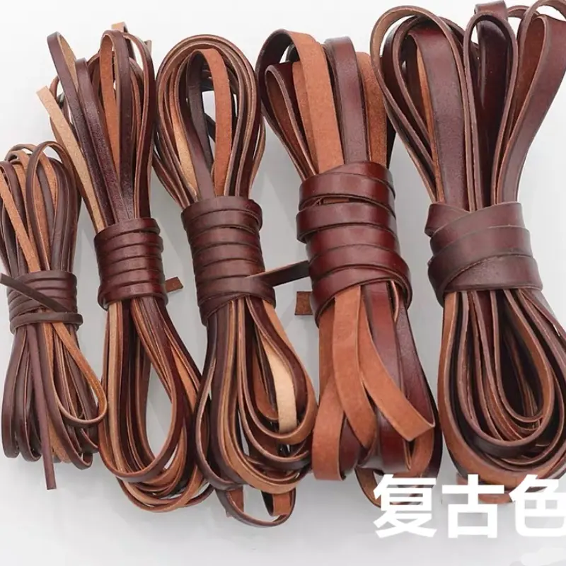 Flat Leather Cord 3mm 5mm 6mm 8mm 10mm thickness 1.5mm Brown Leather Cord for Jewelry Making