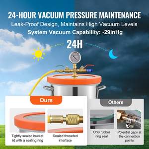 Cámara de desgasificación al vacío de 3 galones de acero inoxidable 304 Tapa de vidrio templado para estabilizar la desgasificación de yeso de silicona de resina de madera - Product Image 3