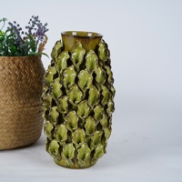 Vase décoratif de table en céramique et porcelaine Lian Da fait main, motif feuille 3D en relief, style Art Déco, écologique, multifonctionnel, vente en gros