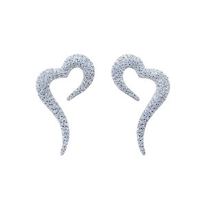 Pendientes elegantes con forma de corazón para mujer, plata 925, cristal, diamantes de imitación, joyería de boda, joyería fina romántica, oro blanco - Product Image 1