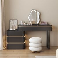 Nouvelle table de maquillage intégrée de luxe avec rangement, design moderne, extensible, éclairée, pour salon, en bois de pin et panneau MDF, avec miroir