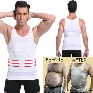 Men's Body Waist Shaper Compression Shirts Slimming Shirt Lose Weight Vest men's tight vest slim chest corset