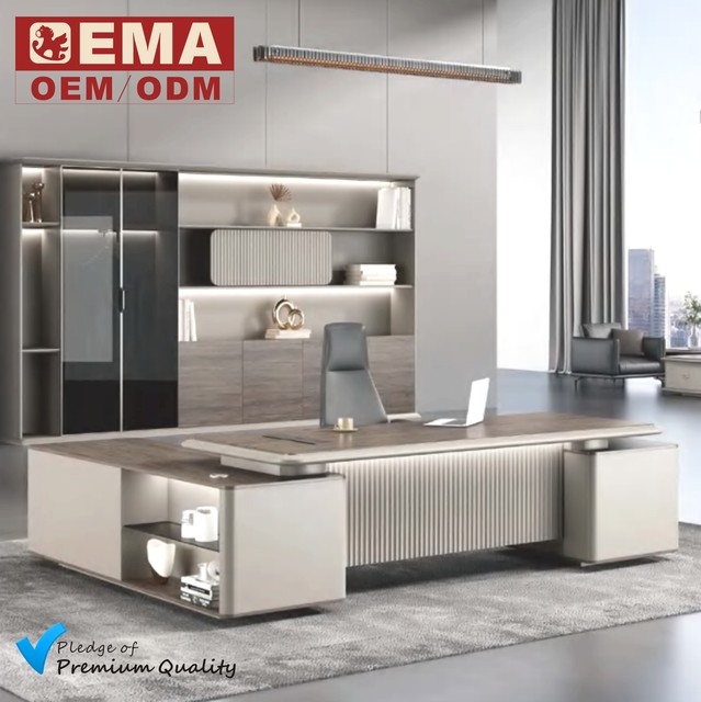 EMA Modern Style High-End Manager Desk Ergonomic Design Large Size with Drawers Office Desk