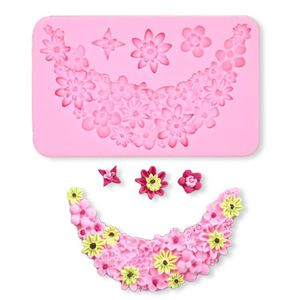 Moule à gâteau en silicone jetable écologique, motif couronne de roses et petits grappes de fleurs, pour pâtisserie, chocolat, fondant, pâte à sucre, 1 pièce - Product Image 5