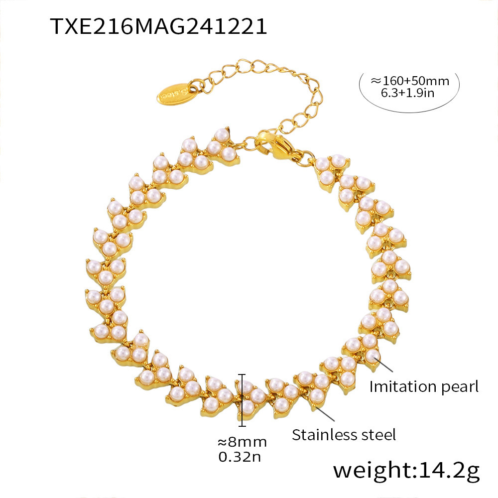 TXE216- Golden Swarovski Pearl Bracelet