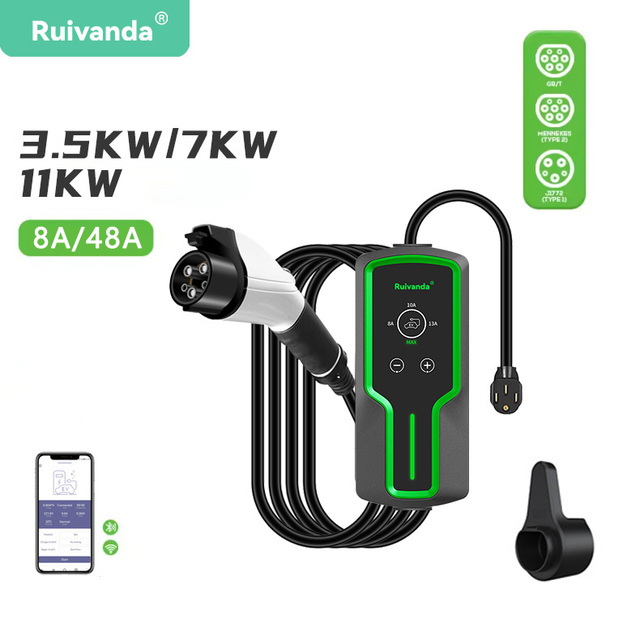 New 16A 32A Portable Level 2 EV Charging Station 3.5kW IP65 Rated UL94 V-0 Flame Retardant for
