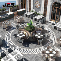 Meubles de restaurant d'extérieur en aluminium coulé de luxe J2S, canapé circulaire, table ronde en marbre pour hôtel, terrasse