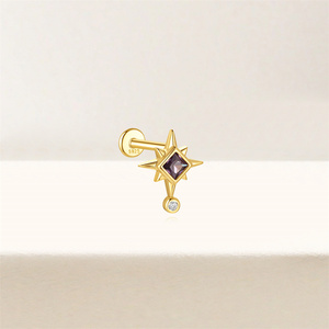 ต่างหูเงินแท้ S925 รูปดาวแปดแฉก ดีไซน์เก๋สำหรับผู้ชายและผู้หญิง - Product Image 3