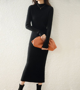Abito lungo in <span class=keywords><strong>maglia</strong></span> autunno inverno Pullover in <span class=keywords><strong>lana</strong></span> Cashmere donna <span class=keywords><strong>maglia</strong></span> abito maglione - Product Image 3