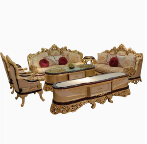<b>Sofa</b> <b>Set</b> Antique Living Room Furniture Transitional Sectional <b>Sofas</b> Wood Luxury Solid Hand Carved Fabric Apartment Wood Legs - Product Image 1