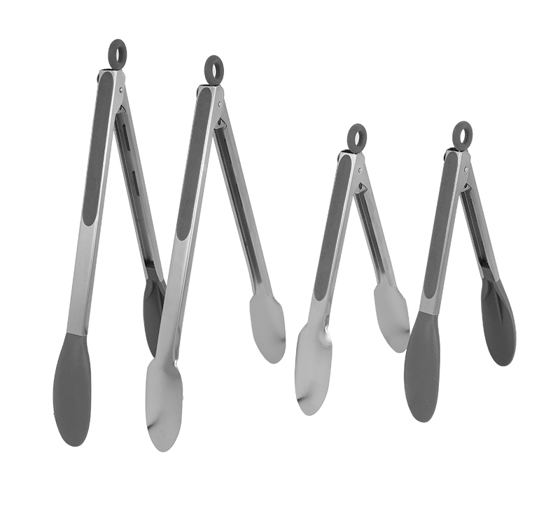 10"&12" inch stainless steel kitchen tong non slip grip tong set bbq cooking grill locking silicone food tong