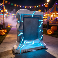 Wasserdichte Outdoor-Halloween-Dekoration Kommerzielle Große Riesige LED-Fiberglas-Grabstein-Statue Feiertagsdekoration Maßgefertigte Skulptur